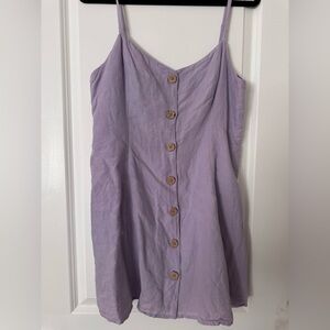 Lavender Purple Button-Down Linen Mini Summer Dress (Urban Outfitters)